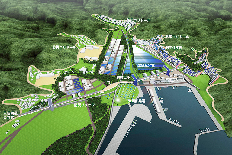 「東日本大震災復興都市モデル」田老地区全体計画の図